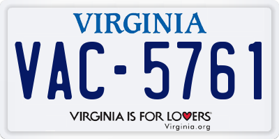 VA license plate VAC5761