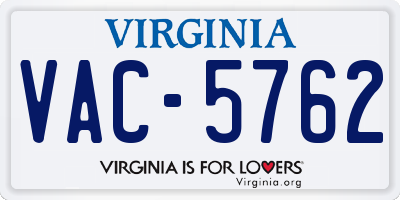VA license plate VAC5762