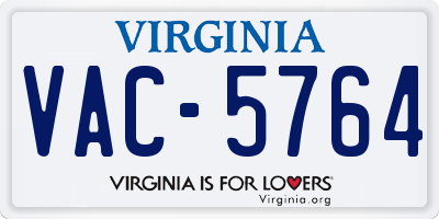 VA license plate VAC5764