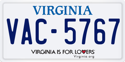 VA license plate VAC5767