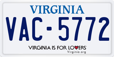 VA license plate VAC5772