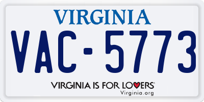 VA license plate VAC5773