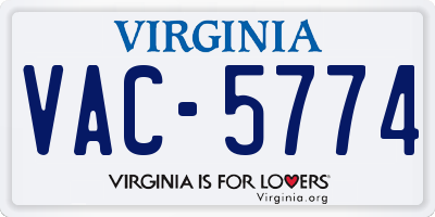 VA license plate VAC5774