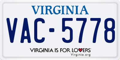 VA license plate VAC5778