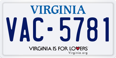 VA license plate VAC5781