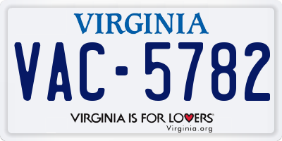 VA license plate VAC5782