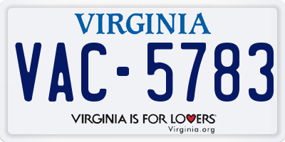 VA license plate VAC5783