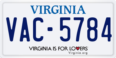 VA license plate VAC5784