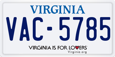 VA license plate VAC5785