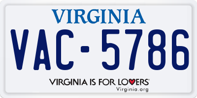 VA license plate VAC5786