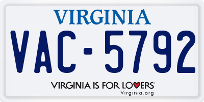 VA license plate VAC5792