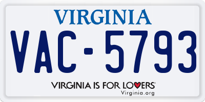 VA license plate VAC5793