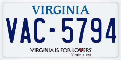 VA license plate VAC5794