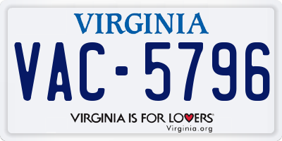 VA license plate VAC5796