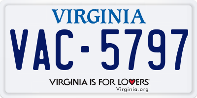 VA license plate VAC5797