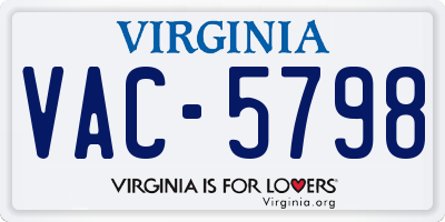 VA license plate VAC5798