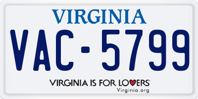 VA license plate VAC5799