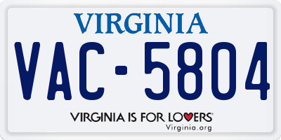 VA license plate VAC5804