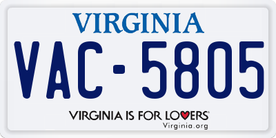 VA license plate VAC5805