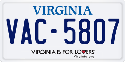 VA license plate VAC5807