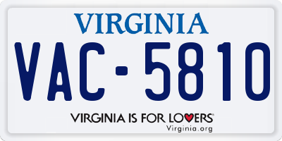 VA license plate VAC5810