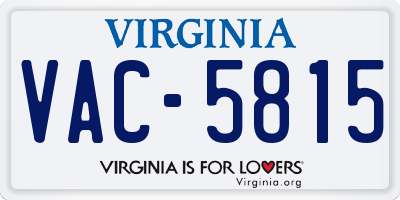 VA license plate VAC5815