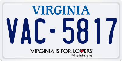 VA license plate VAC5817