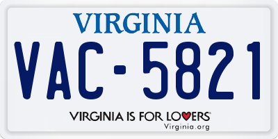 VA license plate VAC5821