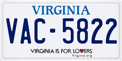 VA license plate VAC5822