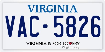 VA license plate VAC5826