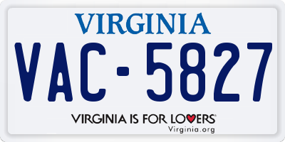 VA license plate VAC5827