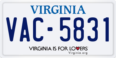 VA license plate VAC5831