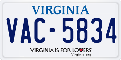 VA license plate VAC5834