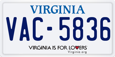 VA license plate VAC5836