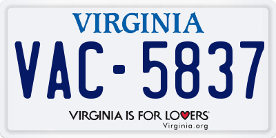 VA license plate VAC5837