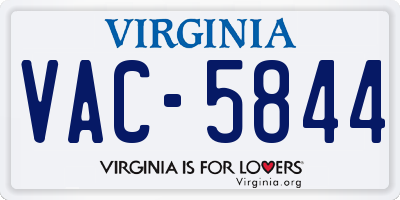 VA license plate VAC5844