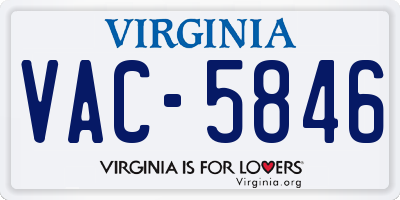 VA license plate VAC5846