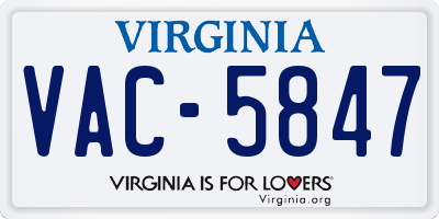 VA license plate VAC5847