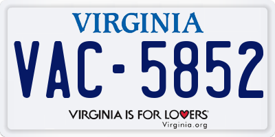 VA license plate VAC5852