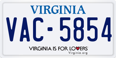 VA license plate VAC5854