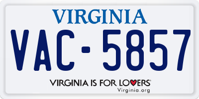 VA license plate VAC5857