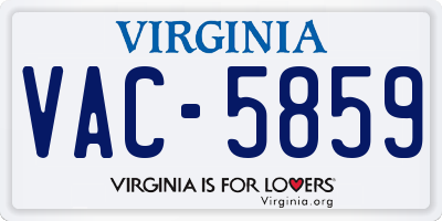 VA license plate VAC5859