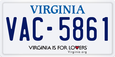 VA license plate VAC5861