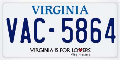 VA license plate VAC5864