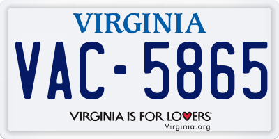 VA license plate VAC5865