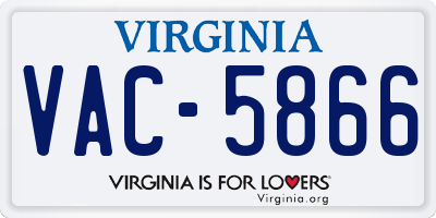 VA license plate VAC5866