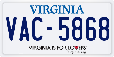 VA license plate VAC5868