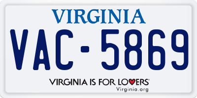 VA license plate VAC5869