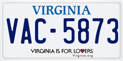 VA license plate VAC5873