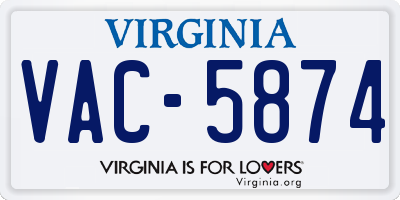 VA license plate VAC5874